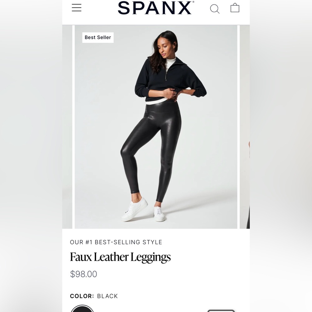 *SPANX* Faux Leather Leggings, black, size medium long, LIKE NEW! Barely worn! - Picture 6 of 7